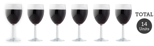 6 medium glasses red wine
