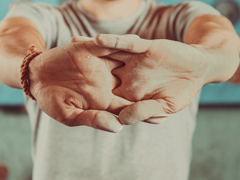 Close up of someone stretching their arms