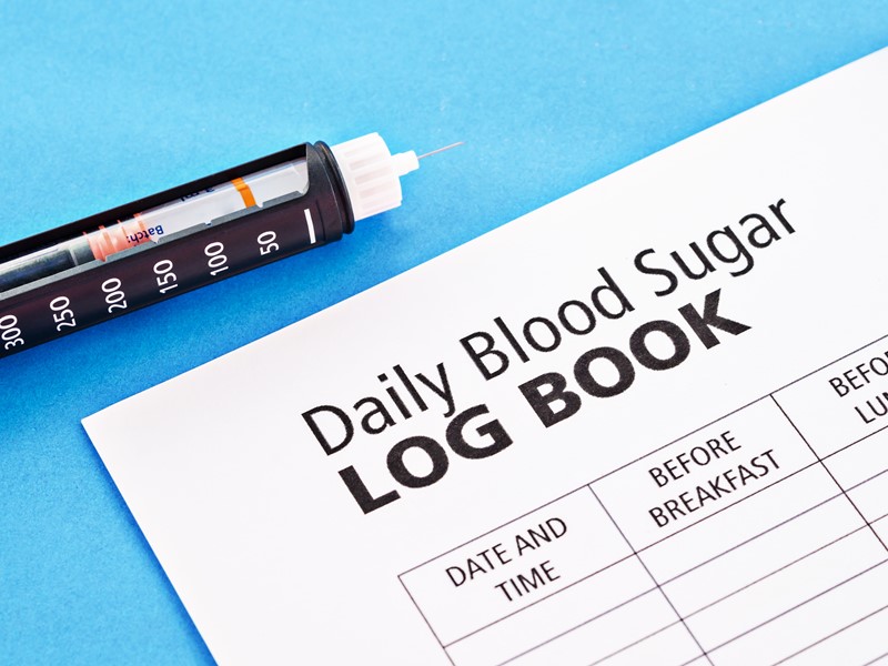 Syringe and blood sugar log book