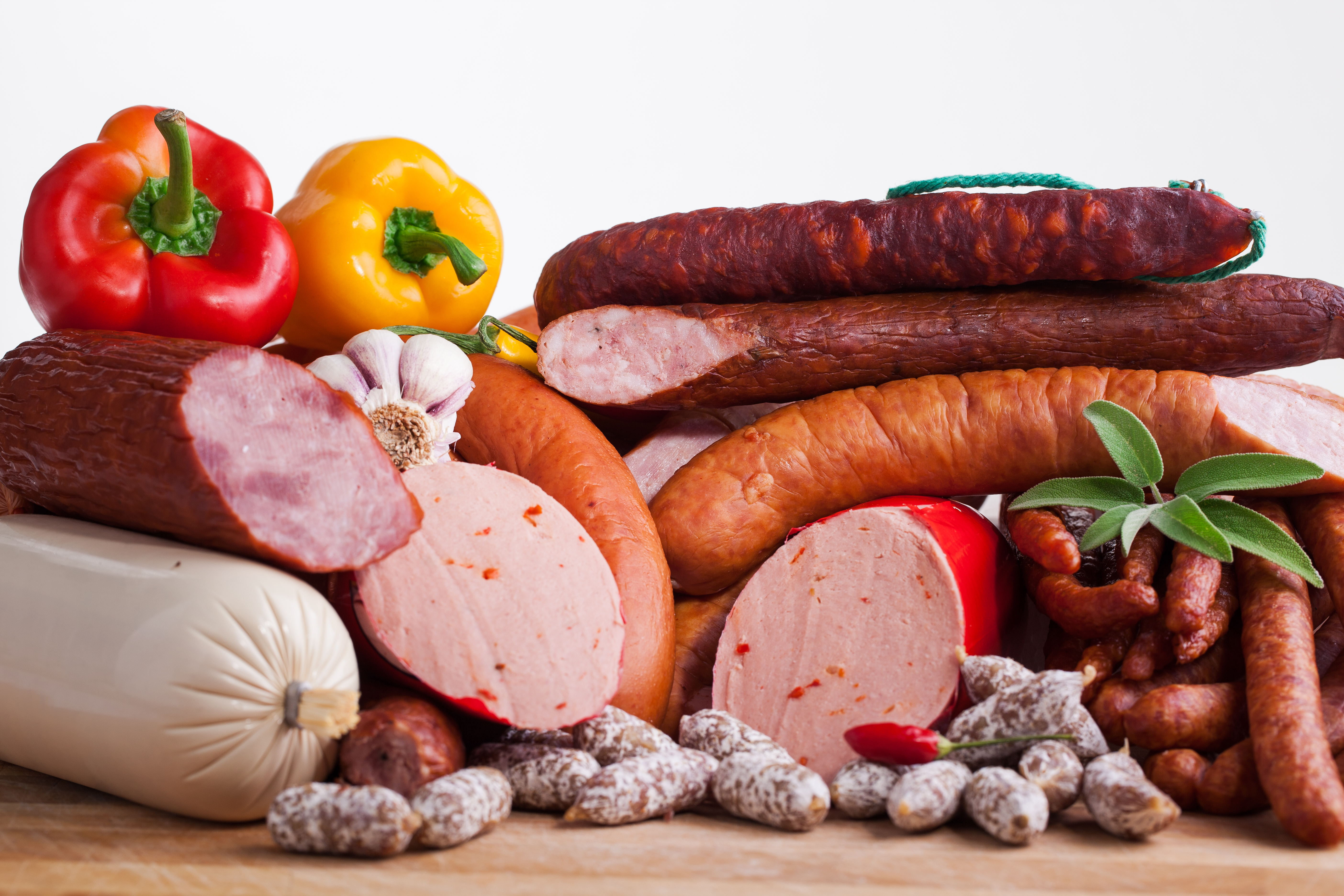 Assortment of cold meats, variety of processed cold meat products