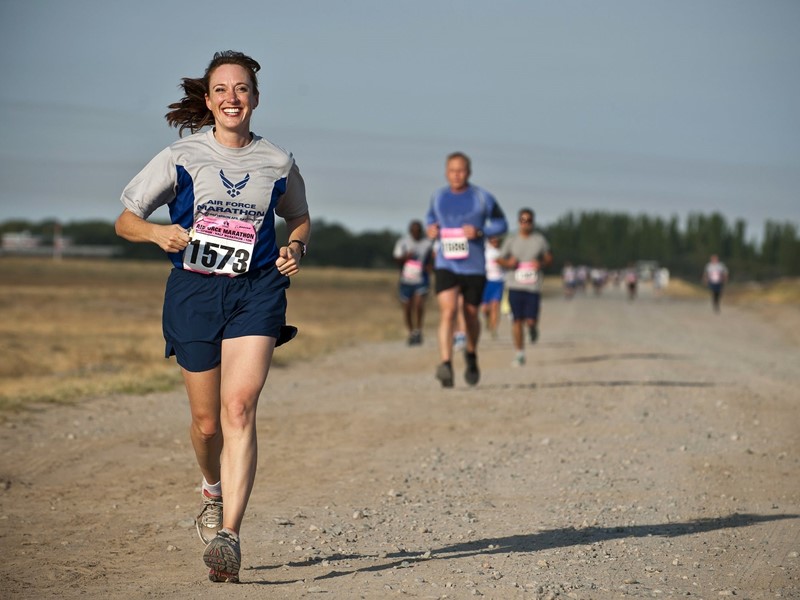 People running in a race